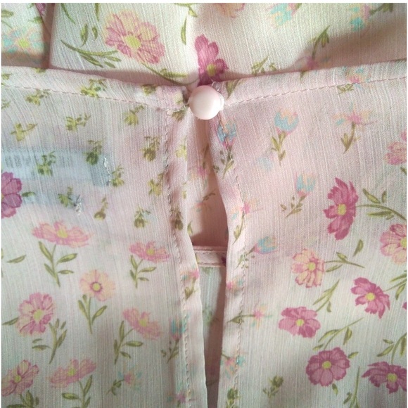 💗 Pink Floral Sheer Lined Midi Length Dress by Reserved • Designed in Poland • - Picture 4 of 7